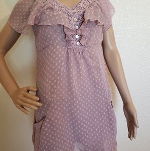 Daniel Rainn Top Ruffle Short Sleeve Blouse